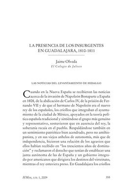 La Presencia De Los Insurgentes En Guadalajara, 1810-1811