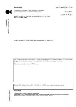 Capacity Developments in the World Steel Industry, July 2017