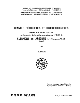 Données Géologiques Et Hydrogéologiques D.S.G.R