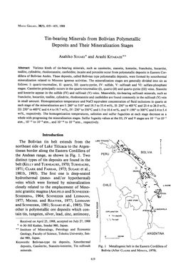 Deposits and Their Mineralization Stages the Bolivian Tin Belt Extends