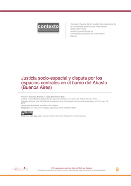 Justicia Socio-Espacial Y Disputa Por Los Espacios Centrales En El Barrio Del Abasto (Buenos Aires)