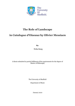 The Role of Landscape in Catalogue D'oiseaux by Olivier Messiaen
