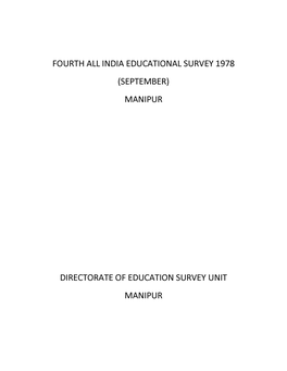 Fourth All India Educational Survey 1978 (September) Manipur