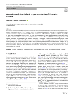 On Motion Analysis and Elastic Response of Floating Offshore Wind