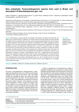 New Endophytic Toxicocladosporium Species from Cacti in Brazil, and Description of Neocladosporium Gen. Nov