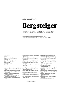 Jahrgang 62/1995 Inhaltsverzeichnis Und