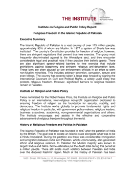 Institute on Religion and Public Policy Report