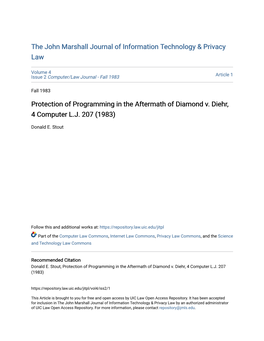 Protection of Programming in the Aftermath of Diamond V. Diehr, 4 Computer L.J