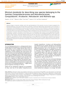 Minimal Standards for Describing New Species Belonging to the Families Campylobacteraceae and Helicobacteraceae