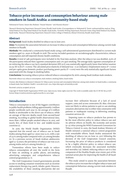 Tobacco Price Increase and Consumption Behaviour Among Male Smokers in Saudi Arabia: a Community-Based Study