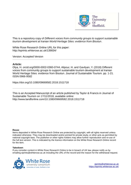 Different Voices from Community Groups to Support Sustainable Tourism Development at Iranian World Heritage Sites: Evidence from Bisotun