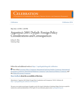 Argentina's 2001 Default: Foreign Policy Considerations and Consequences Joshua K