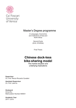 Chinese Dock-Less Bike-Sharing Model the Market Situation and Underlying Implications