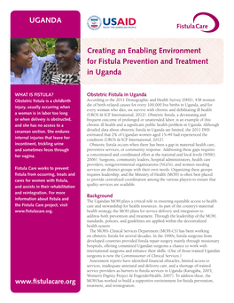 Creating an Enabling Environment for Fistula Prevention and Treatment in Uganda