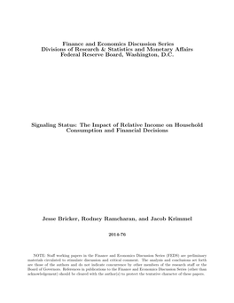 Signaling Status : the Impact of Relative Income On