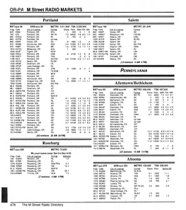 Portland Roseburg Salem Allentown/Bethlehem Altoona