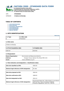 Standard Data Form