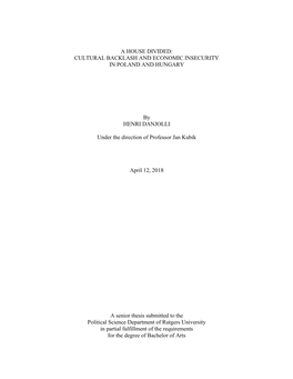 Cultural Backlash and Economic Insecurity in Poland and Hungary