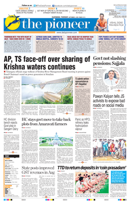 AP, TS Face-Off Over Sharing of Krishna Waters Continues
