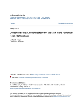 Gender and Fluid: a Reconsideration of the Stain in the Painting of Helen Frankenthaler