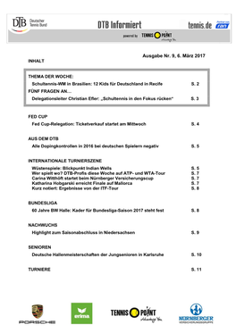 Ausgabe Nr. 9, 6. März 2017 INHALT