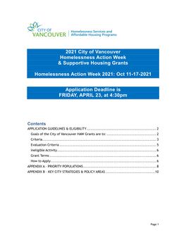 Homelessness Action Week Grants Guidelines and Eligibility