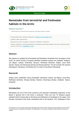 Nematodes from Terrestrial and Freshwater Habitats in the Arctic