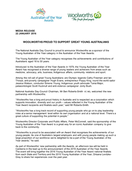Woolworths Proud to Support Great Young Australians