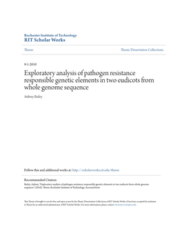 Exploratory Analysis of Pathogen Resistance Responsible Genetic Elements in Two Eudicots from Whole Genome Sequence Aubrey Bailey