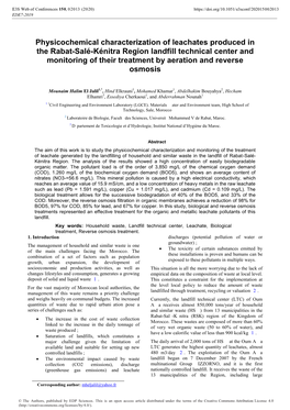 Physicochemical Characterization of Leachates Produced in the Rabat