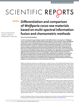 Differentiation and Comparison of Wolfiporia Cocos Raw Materials