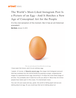 The World's Most-Liked Instagram Post Is a Picture of an Egg—And It