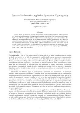 Discrete Mathematics Applied to Symmetric Cryptography