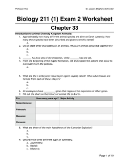 Biol 211 (1) Exam 2 Worksheet