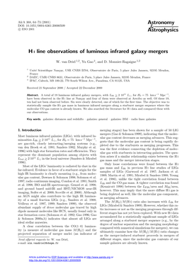 H I Line Observations of Luminous Infrared Galaxy Mergers