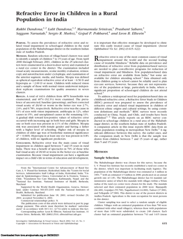 Refractive Error in Children in a Rural Population in India