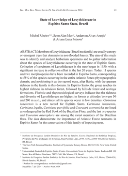 State of Knowledge of Lecythidaceae in Espírito Santo State, Brazil