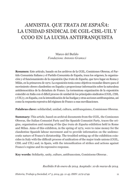 Amnistia. Que Trata De España: La Unidad Sindical De Cgil-Cisl-Uil Y Ccoo En La Lucha Antifranquista