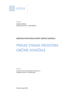 Prikaz Stanja Prostora Občine Domžale