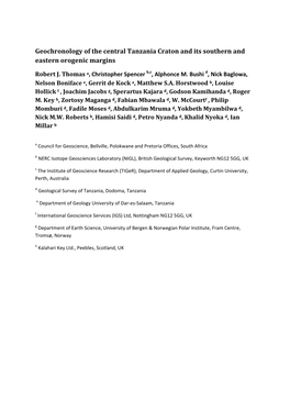 Geochronology of the Central Tanzania Craton and Its Southern and Eastern Orogenic Margins