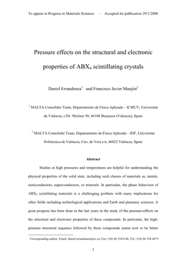 Pressure Effects on the Structural and Electronic Properties of ABX4