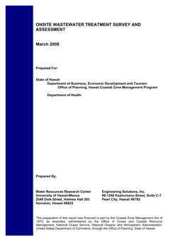 ONSITE WASTEWATER TREATMENT SURVEY and ASSESSMENT March 2008