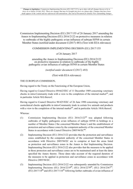 Commission Implementing Decision (EU) 2017/155 Is up to Date with All Changes Known to Be in Force on Or Before 24 July 2021