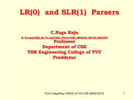 LR(0) and SLR(1) Parsers