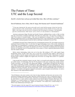 UTC and the Leap Second