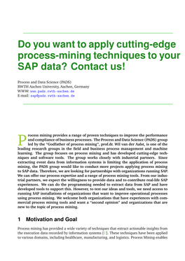 Do You Want to Apply Cutting-Edge Process-Mining Techniques to Your SAP Data? Contact Us!