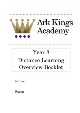 Year 8 Distance Learning Overview Booklet