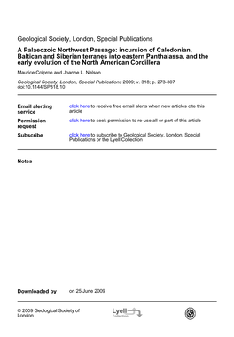 Early Evolution of the North American Cordillera Baltican and Siberian