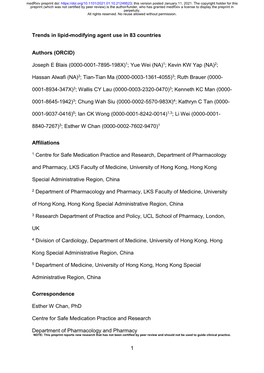 Trends in Lipid-Modifying Agent Use in 83 Countries