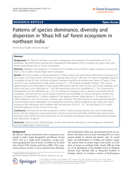 Patterns of Species Dominance, Diversity and Dispersion in Łkhasi